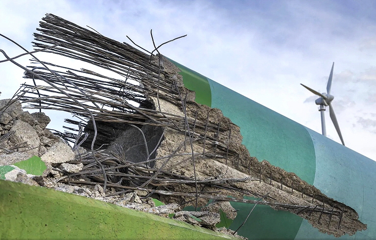 Concrete base and pillar wind turbine, Source: Screenshot